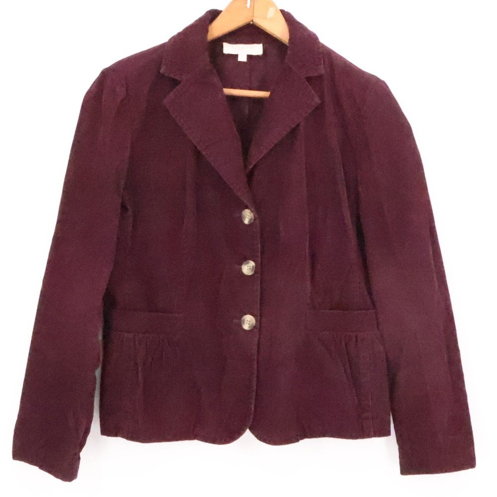 Talbots Burgundy Corduroy Blazer Womens Size 8 Dark Academia Career Button 2010s